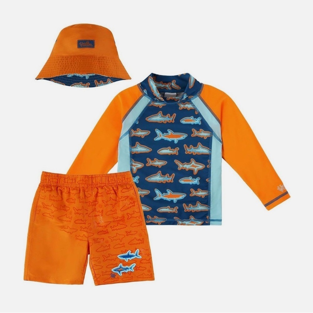 Orange and Blue Rashguard Swim Set with Sun Protection 🧴 🌴 - Picture 2 of 8